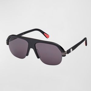 NWT Moncler Men’s Lodge Half-Rim Acetate Square Sunglasses Retail $360